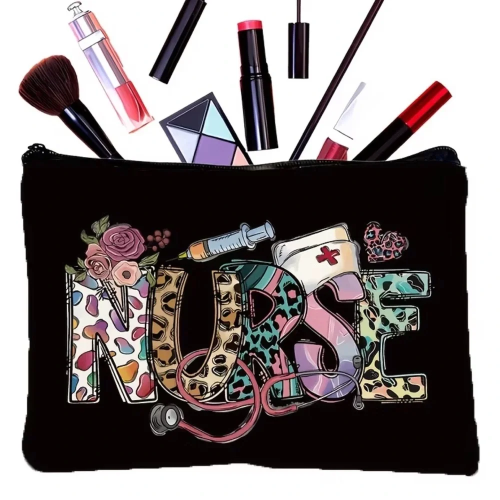 Nurse Print Black Bag Pouch - Picture 3 of 5
